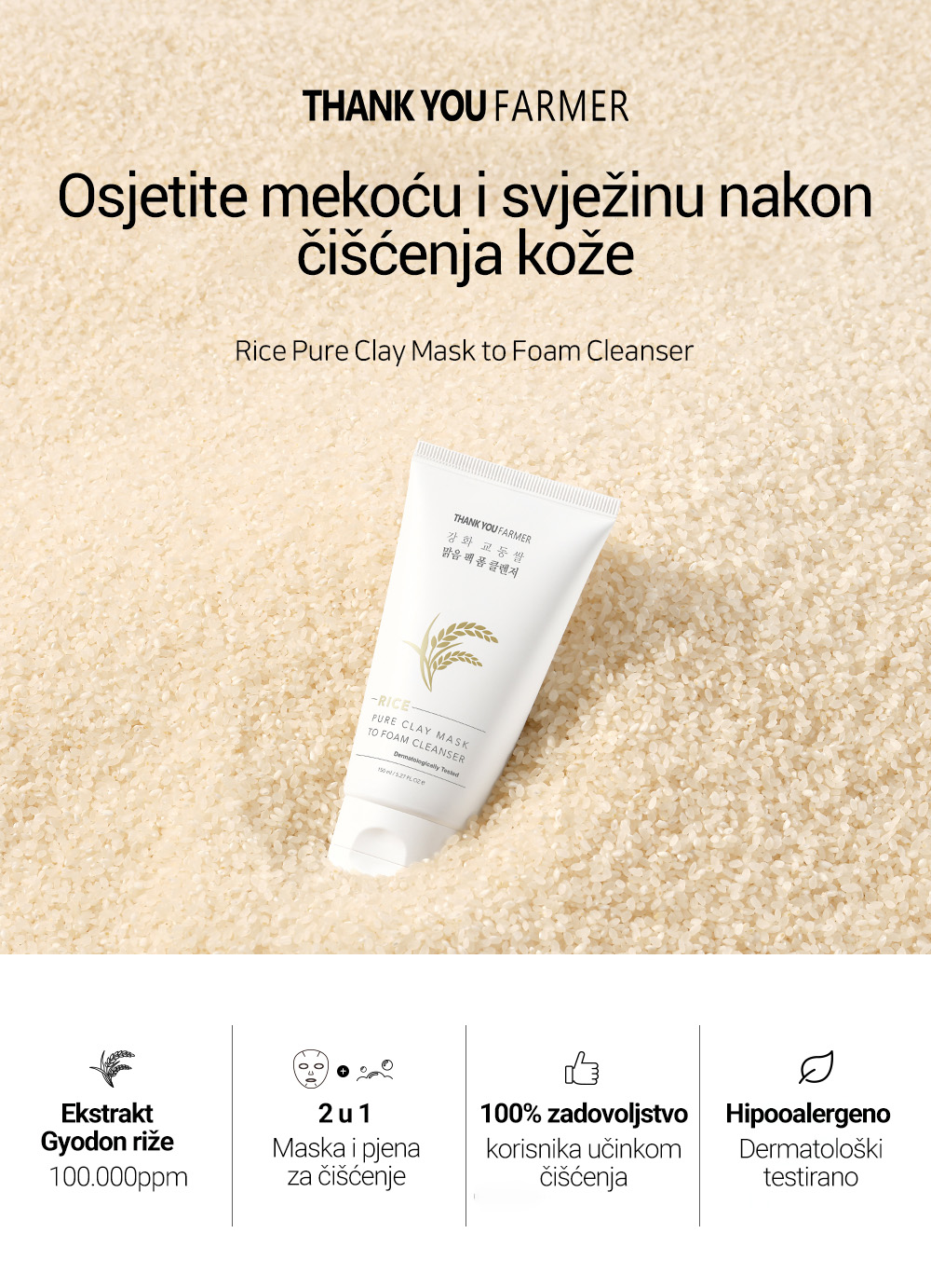Rice Pure Clay Mask to Foam Cleanser Opis1